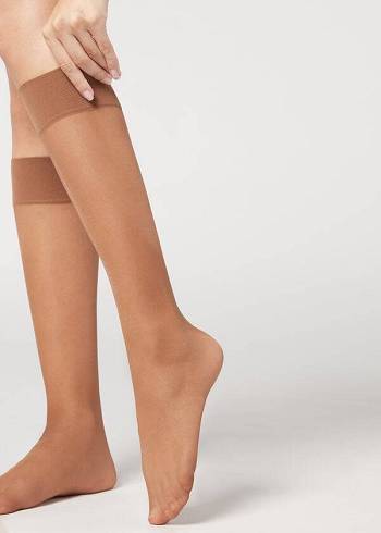 Calzedonia 20 Denier Comfort Cuff Knee-Highs Long Donna Calzini Beige | IT2223HK