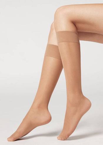 Calzedonia 20 Denier Comfort Cuff Knee-Highs Long Donna Calzini Marroni | IT2227ZG