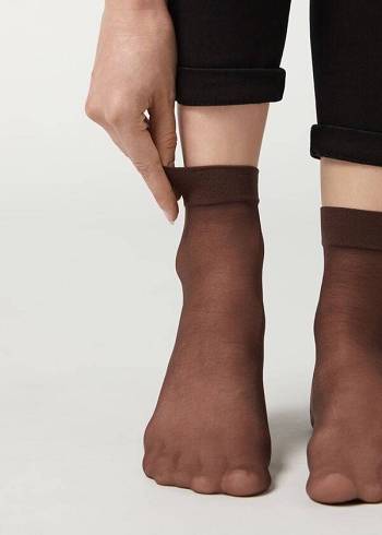 Calzedonia 20 Denier Sheer Corta Donna Calzini Caffè | IT2320YU