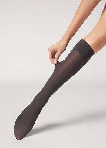 Calzedonia 30 Denier Semi Opaque Microfiber Knee-Highs Long Donna Calzini Grigie | IT2234QZ