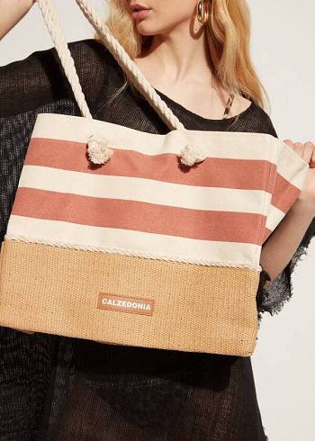 Calzedonia A Strisce Beach Bag Donna Accessori Marroni | IT1284DN