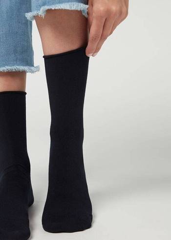 Calzedonia Ankle with Cashmere Corta Donna Calzini Blu | IT2343OR