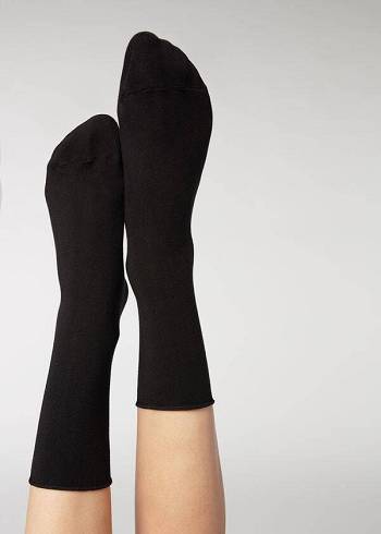 Calzedonia Ankle with Cashmere Corta Donna Calzini Nere | IT2345UT