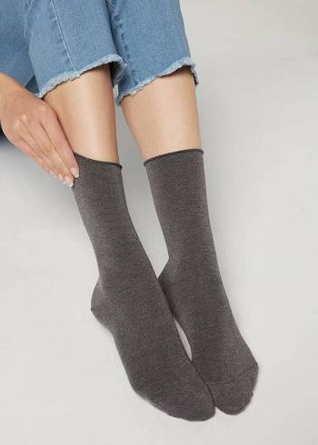 Calzedonia Ankle with Cashmere Corta Donna Calzini Grigie | IT2346YU