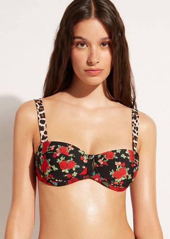 Calzedonia Bandeau Lightly Imbottito Nizza Donna Top Bikini Rosa Nere | IT1694UT