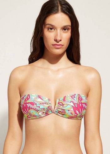 Calzedonia Bandeau Londra Donna Top Bikini Rosa | IT1696OR