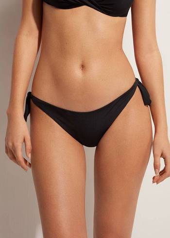 Calzedonia Bow Brazilian Donna Slip Bikini Nere | IT1297MA