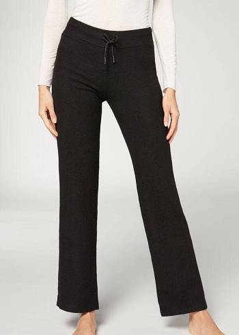 Calzedonia Cashmere Dritto Donna Pantaloni Nere | IT2720IS