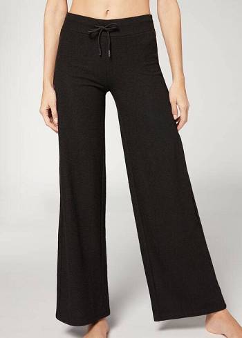 Calzedonia Cashmere Palazzo Donna Leggings Nere | IT2625FM