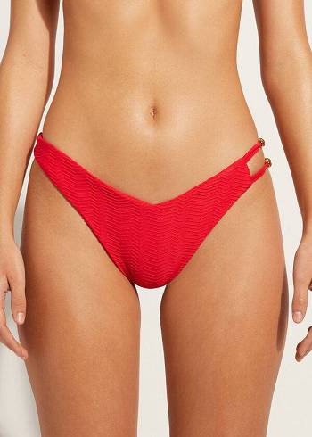 Calzedonia Chevron High-Cut Brazilian Casablanca Donna Slip Bikini Rosse | IT1353RW