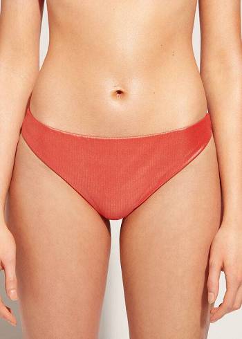 Calzedonia Coated-Effect Antigua Donna Slip Bikini Corallo Arancioni | IT1362DN