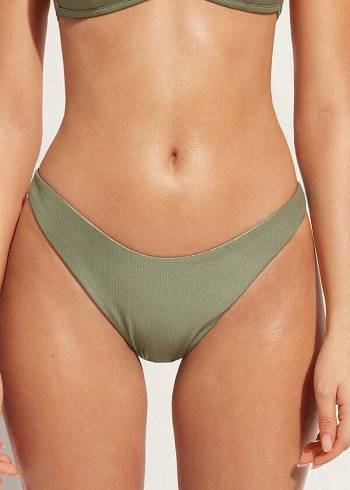 Calzedonia Coated-Effect High-Cut Brazilian Antigua Donna Slip Bikini Verdi | IT1363FM