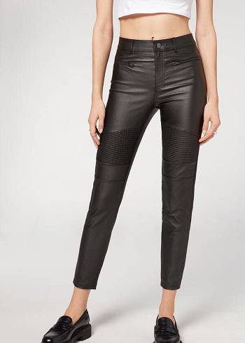 Calzedonia Coated Magro Bici Donna Leggings Nere | IT2629PQ