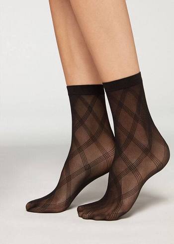 Calzedonia Corta in Diamond Eco Mesh Donna Calzini Nere | IT2500IS