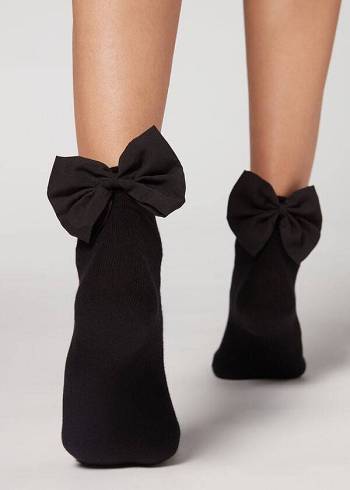 Calzedonia Corta with Bow Donna Calzini Nere | IT2521DN