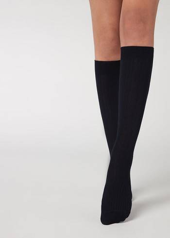 Calzedonia Costine Long with Cashmere Donna Calzini Blu | IT2253ZG