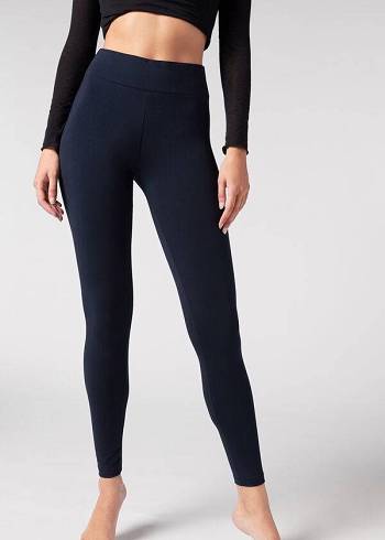 Calzedonia Cotone Donna Leggings Blu | IT2638QZ