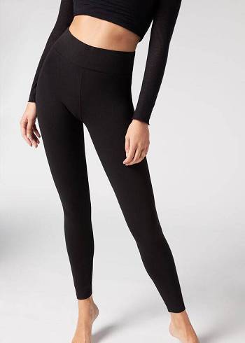 Calzedonia Cotone Donna Leggings Nere | IT2639MA