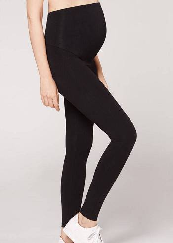 Calzedonia Cotone Maternity Donna Leggings Nere | IT2641HK