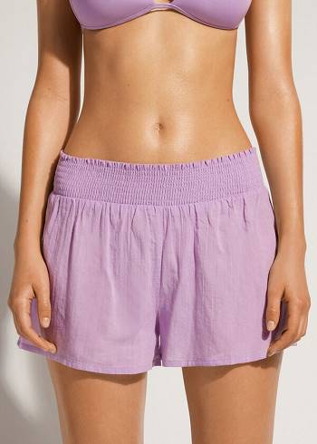 Calzedonia Cotone Shorts Donna Cover Ups Viola | IT2120JJ