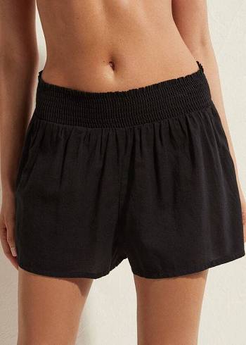 Calzedonia Cotone Shorts Donna Cover Ups Nere | IT2125CE