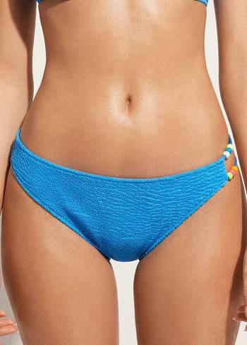 Calzedonia Crinkled San Diego Donna Slip Bikini Blu | IT1375MA