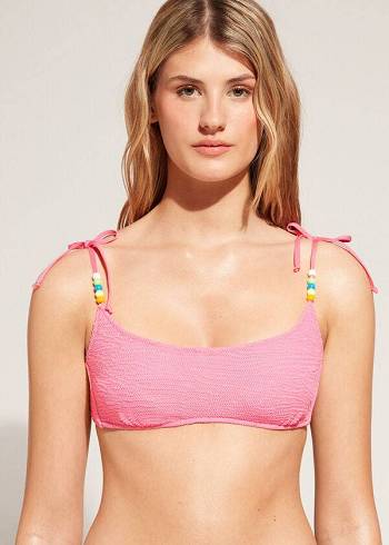 Calzedonia Crinkled Tank-Stile San Diego Donna Top Bikini Rosa | IT1703HK