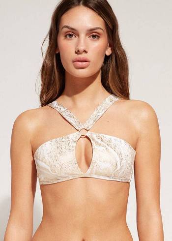 Calzedonia Cut-Out Bandeau Hollywood Donna Top Bikini Oro | IT1707ZG