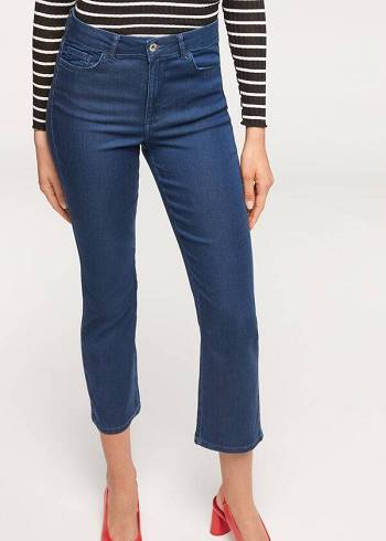 Calzedonia Eco Light Flared Cropped Denim Donna Jeans Blu Marino | IT2573DN