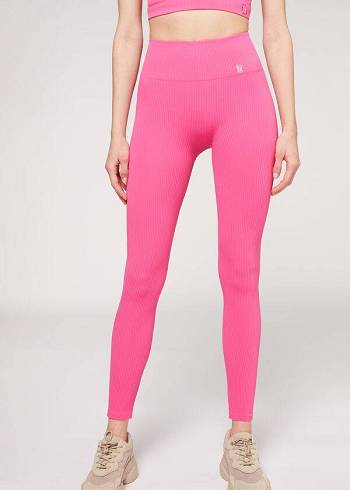 Calzedonia Fine Costine Seamless Sportive Donna Leggings Rosa | IT2648OR