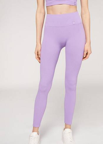 Calzedonia Fine Costine Seamless Sportive Donna Leggings Viola | IT2650UT