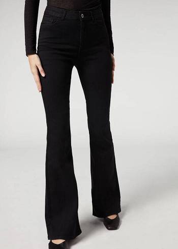 Calzedonia Flared Donna Jeans Nere | IT2594KI