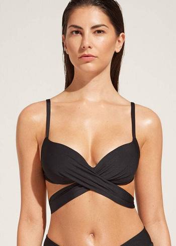 Calzedonia Graduated Imbottito Push Up Indonesia Donna Top Bikini Nere | IT1720UT