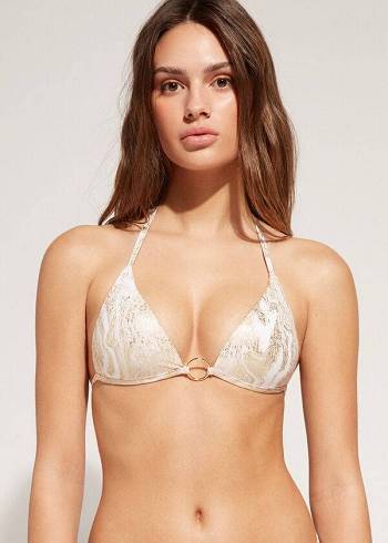 Calzedonia Graduated Imbottito Triangle Melbourne Donna Top Bikini Oro | IT1745YU