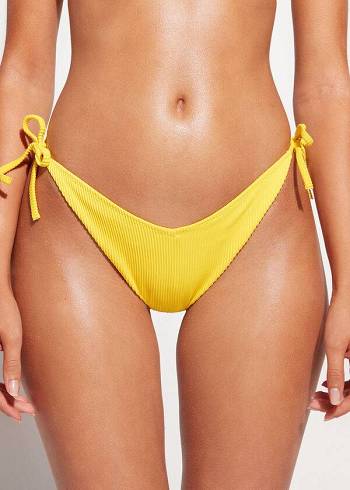 Calzedonia High Cut V-shaped Brazilian New York Donna Slip Bikini Gialle | IT1400NB