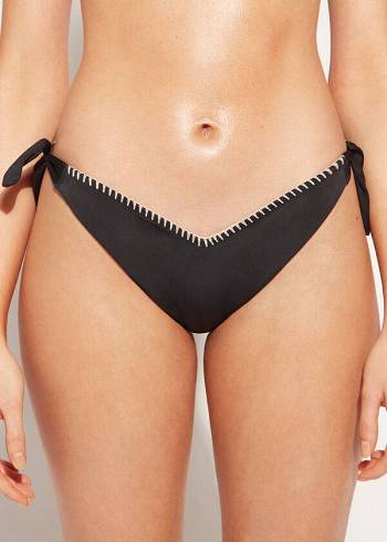 Calzedonia High V-Cut Brazilian Mumbai Donna Slip Bikini Nere | IT1412AP