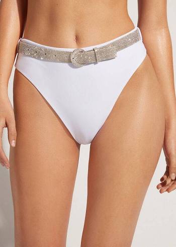 Calzedonia High Vita Dubai Donna Slip Bikini Bianche | IT1423CE