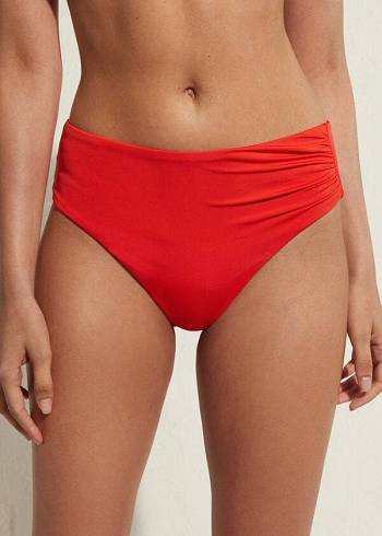 Calzedonia High Vita Indonesia Eco Donna Slip Bikini Rosse | IT1425BC