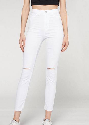 Calzedonia High-Vita Magro Donna Jeans Bianche | IT2602PQ