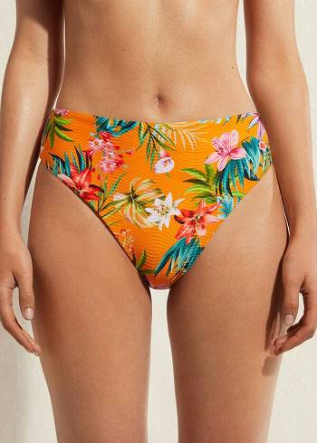 Calzedonia High Vita Rio Eco Donna Slip Bikini Arancioni | IT1438AP