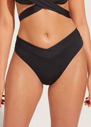 Calzedonia High-Vita V-Cut Brazilian Indonesia Eco Donna Slip Bikini Nere | IT1466DN