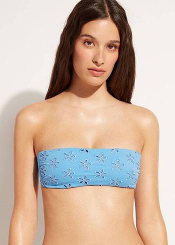 Calzedonia Imbottito Bandeau Corfù Donna Top Bikini Blu | IT1786XF