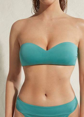 Calzedonia Imbottito Bandeau Indonesia Eco Donna Top Bikini Verde Acqua | IT1793WY