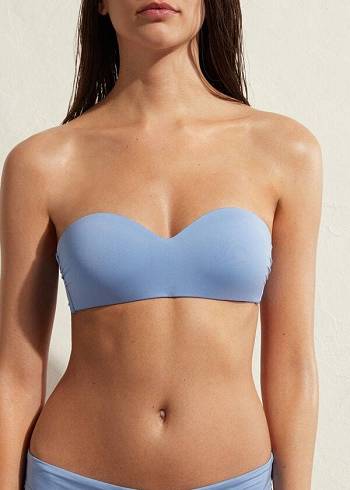 Calzedonia Imbottito Bandeau Indonesia Eco Donna Top Bikini Blu | IT1794EX