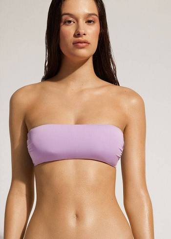 Calzedonia Imbottito Bandeau Indonesia Eco Strapless Donna Top Bikini Viola | IT1808JJ