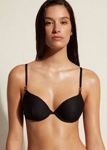 Calzedonia Imbottito Push-Up Casablanca Donna Top Bikini Nere | IT1846EX