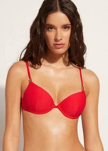 Calzedonia Imbottito Push-Up Casablanca Donna Top Bikini Rosse | IT1847RW