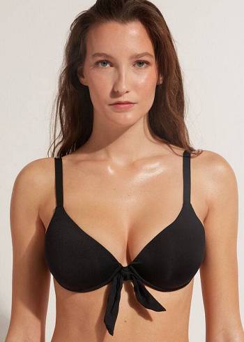 Calzedonia Imbottito Push-Up Indonesia Donna Top Bikini Nere | IT1852OR