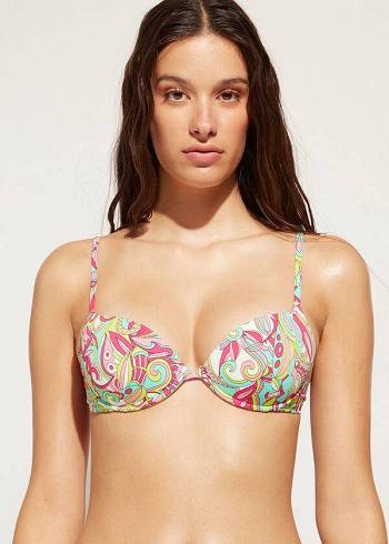 Calzedonia Imbottito Push-Up Londra Donna Top Bikini Colorate | IT1861KI