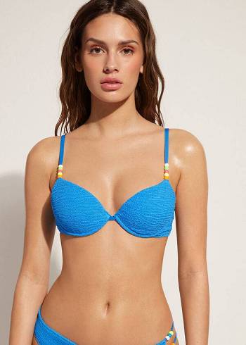 Calzedonia Imbottito Push-Up San Diego Donna Top Bikini Blu | IT1878OR
